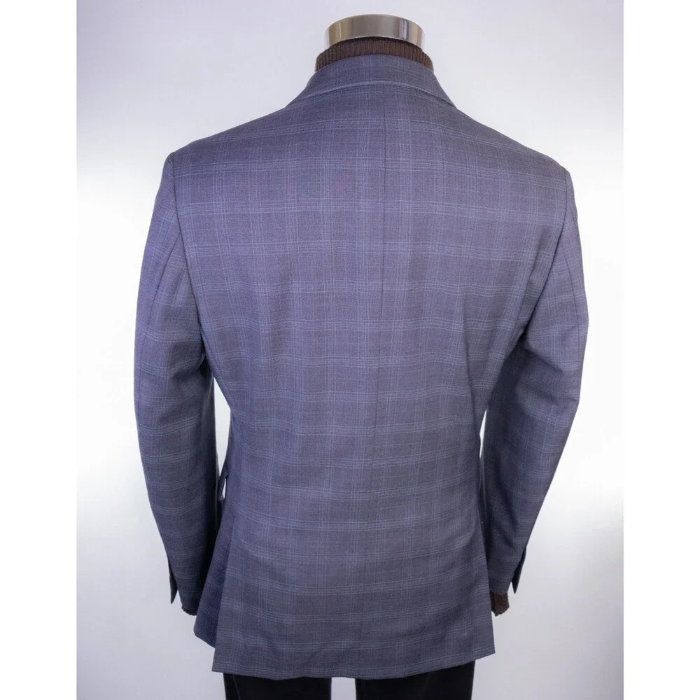 BANANA REPUBLIC Blazer Sport Coat 2 Button Casual Jacket Sz 38S 100% Wool Plaid